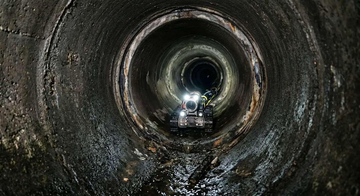 Robotic sewer camera inspecting pipe interior for Sewer Line Cleaning in Sweetwater
